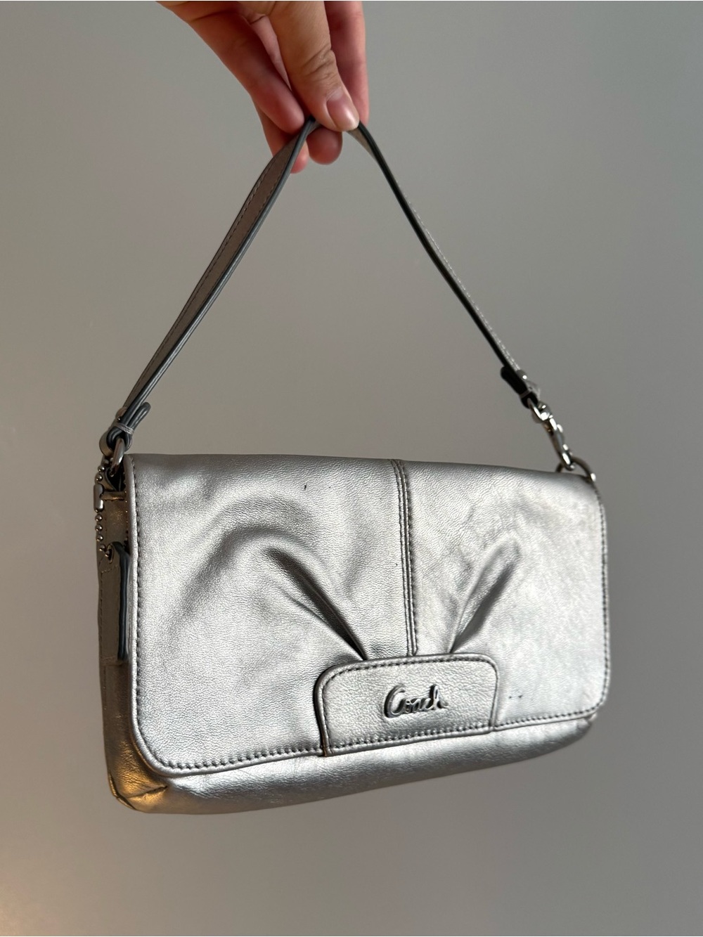 Vintage Coach Metallic Madison Pleated Flap Bag